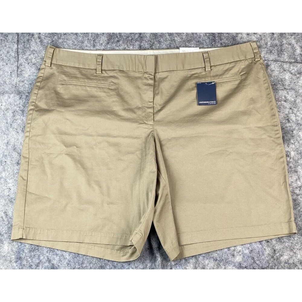 NWT Lands End Chino Shorts Womens 22W‎ Plus Size Khaki Natural Waistline Fit 2